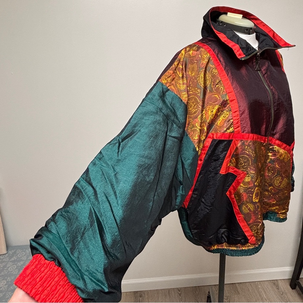 Colorful Patchwork Zip-Up Jacket Windbreaker Plus… - image 6